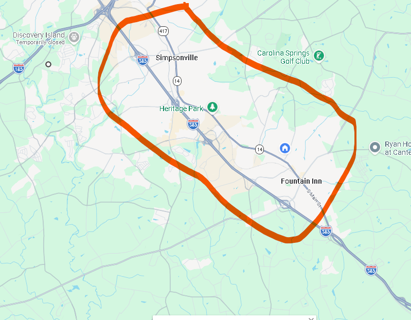 Prepared meal delivery route area